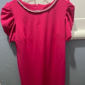 Pink Dress with Pearl Detail
